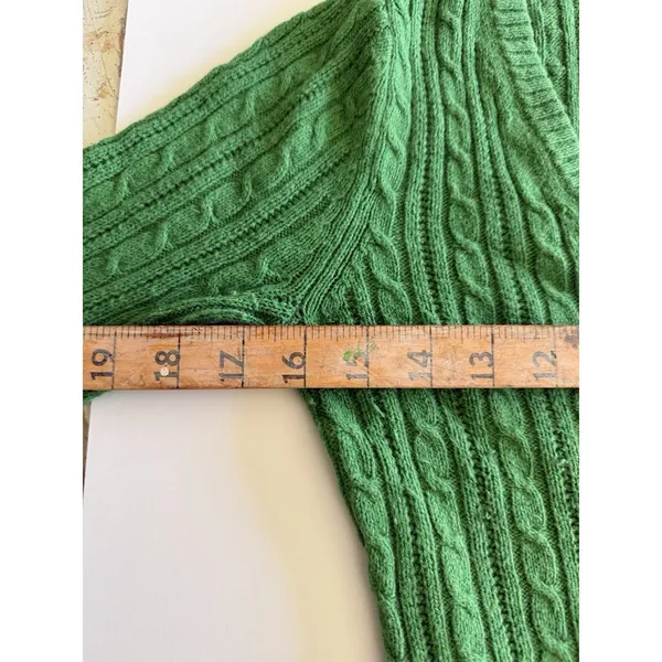 VTG American Eagle Sweater Women Medium Green V Neck Cable Knit Pullover Y2K‎ - Image 5