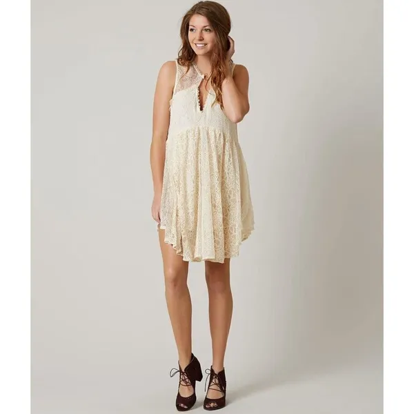 ✨FREE PEOPLE Don't You Dare Sz Medium Dress in Neutral Combo✨ - Image 5