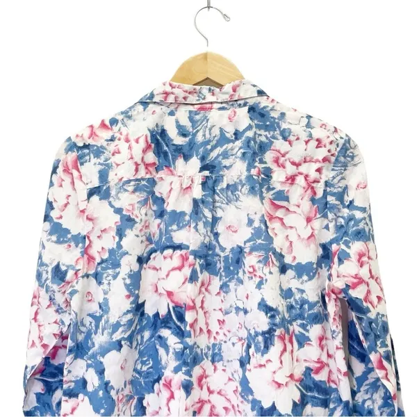 Sundance Top Watercolor Floral Cotton Tunic Pink Blue White Women's Size Medium - Image 6