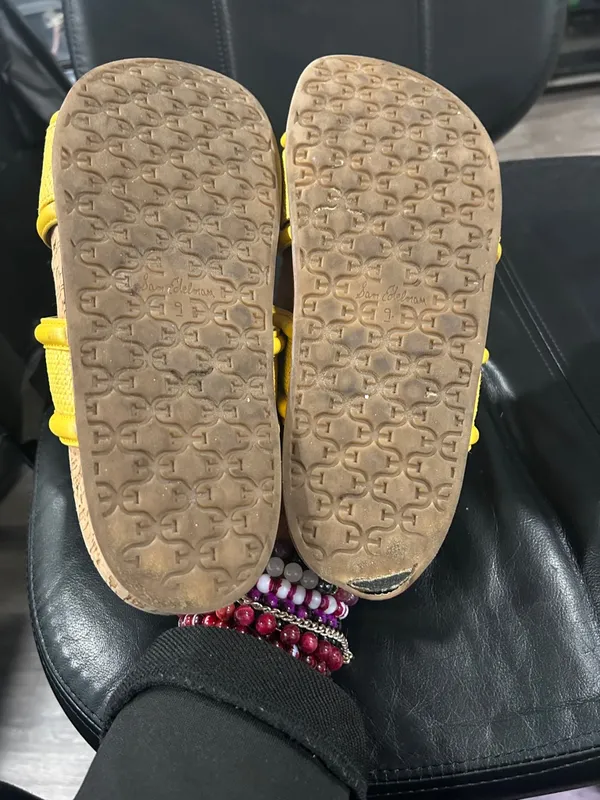Sam Edelman Yellow Double-Strap Cork Slide Sandals - Image 6