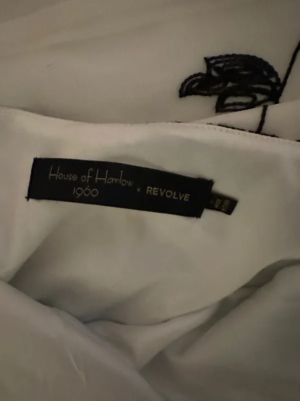 House of Harlow 1960 x REVOLVE White Black Floral Ruffle Dress S - Image 5