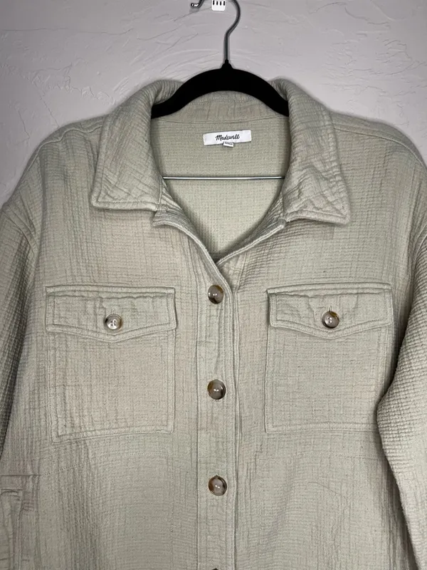 Madewell Waffle Back Branner Shirt Jacket Light Sage Green Utility‎ Shacket - Image 2