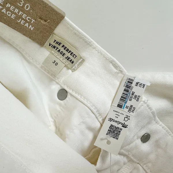 Madewell The Perfect Vintage Jean Tile White High Rise Classic Raw Hem US 30 NWT - Image 10