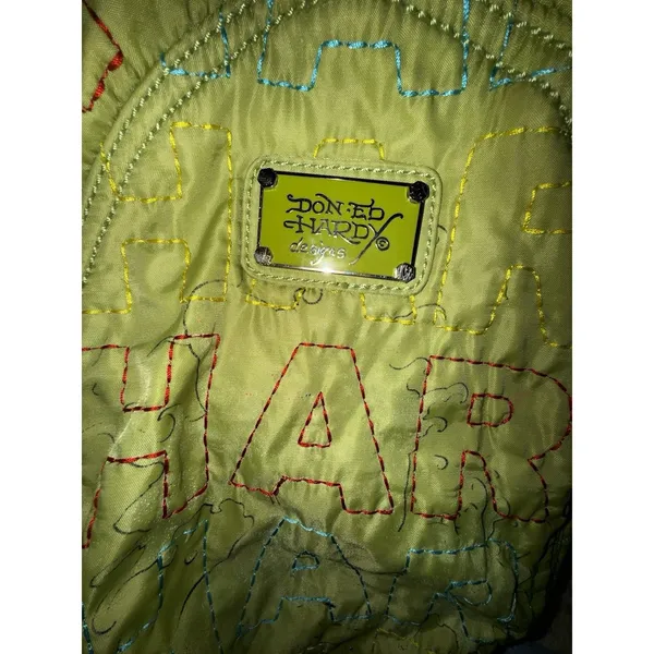 Vintage DON ED HARDY DESIGNS Stitched Logo Quilted Back Pack - Image 2
