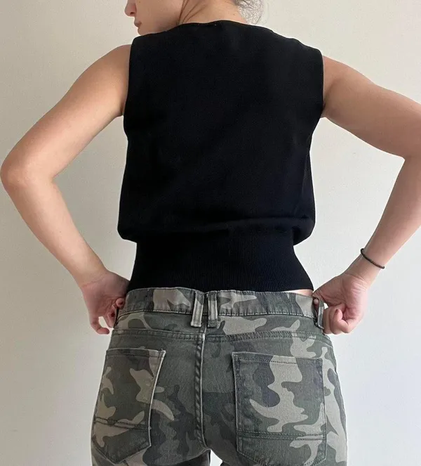 Knit Beaded 90s Top Black - Image 3