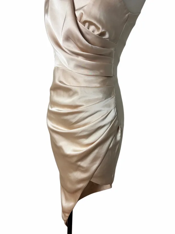 Lavish Alice Champagne One Shoulder Asymmetrical Dress - Image 5