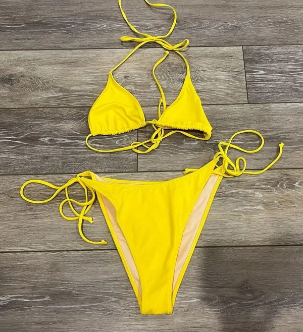 Pacsun Yellow Triangle Bikini Set - Image 3