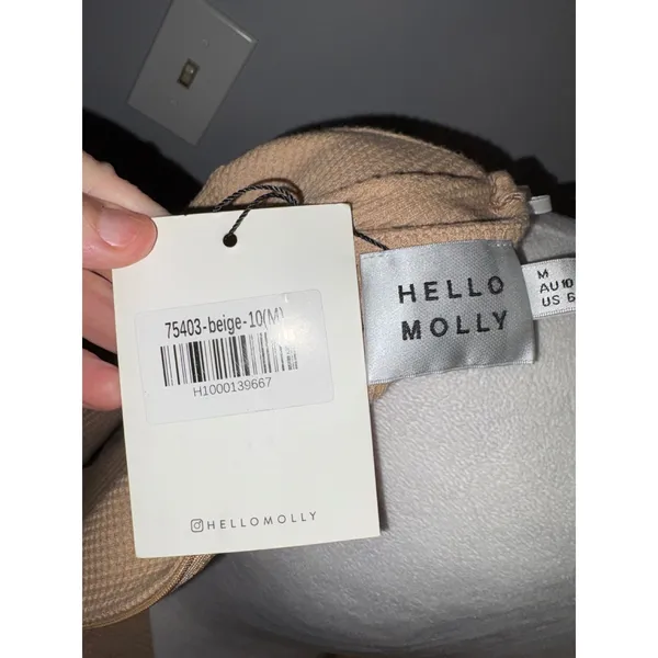 Hello Molly You for Me Beige Waffle Knit‎ Wrap Mini Dress Bell Sleeve US 6/M NEW - Image 10