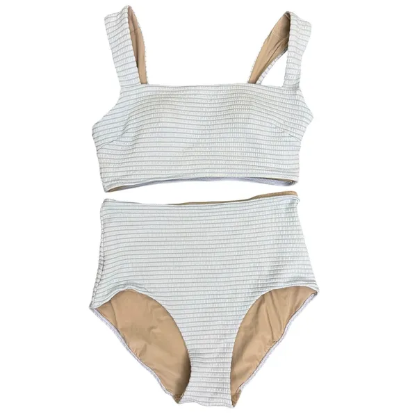Lululemon Smocked Swim Bikini Top & Bottom Set Size 6 Hyper Stripe Pastel Blue - Image 2