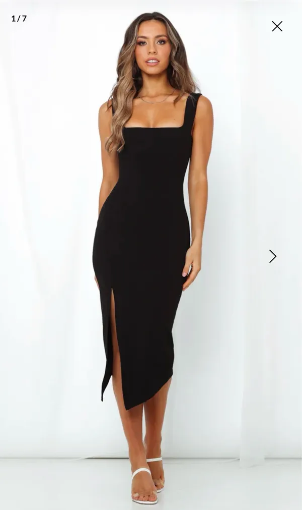 Hello Molly Black Midi Dress Slit - Image 2