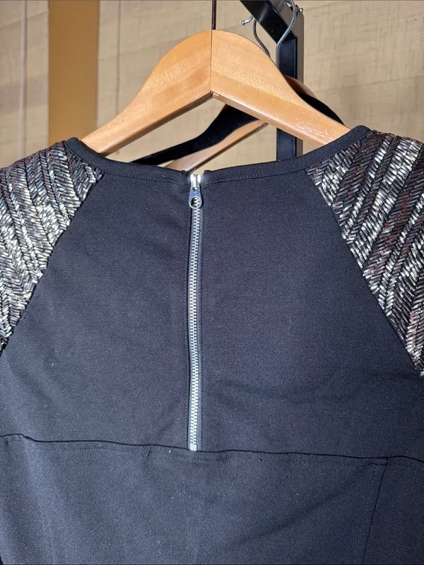 Ted Baker Black Embellished Shoulder Bodycon Mini Dress Size 2 - Image 9