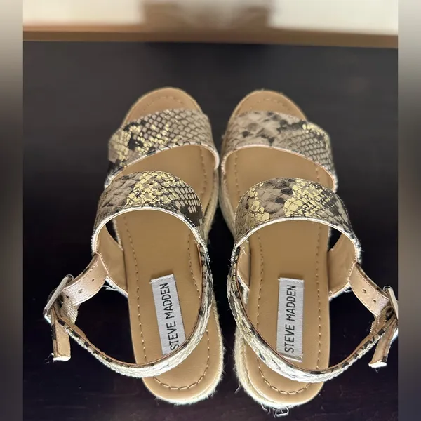 Steve Madden Fifer Snake Animal Print Espadrille Wedge Sandals - Image 8