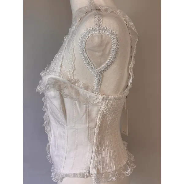 NWT Heartloom Romi Top White Lace Corset Side Zip Size Medium - Image 6