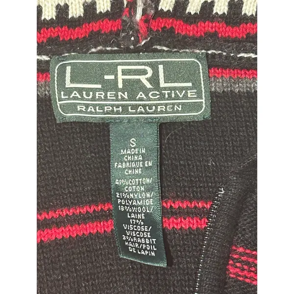 Lauren Active Ralph Lauren Hoodie Women Small Pink Black Striped Wool Blend Zip - Image 3