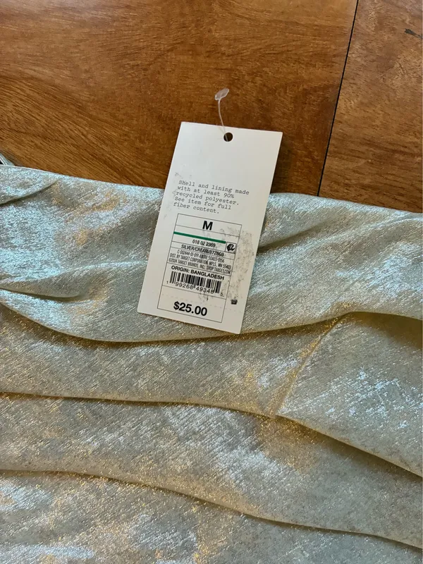 A New Day Women’s Metallic Silver Ruched Peplum Cami Top Size M New With Tags - Image 2