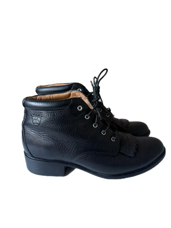 Ariat Women’s Competitor Western Lace Up Roper Black Leather Boots with Kiley - Image 3