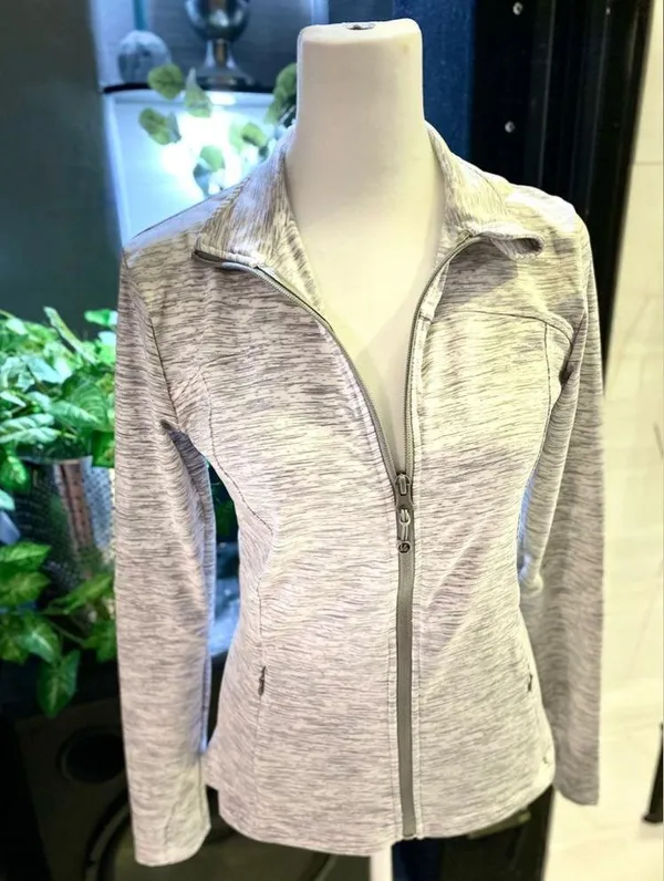 NWOT Women’s Track Jacket Size:S Grey & White Long Sleeves - Image 2