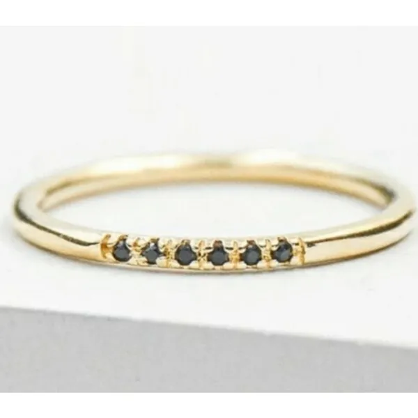 Boutique Dainty Black‎ Onyx Yellow Gold Ring | Gold S925 - Image 4