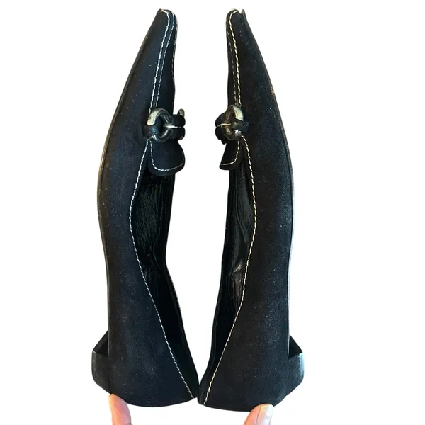 Prada Vintage Black Suede Horsebit Pointed Toe Loafers Black IT 38 US 8 Archive - Image 6