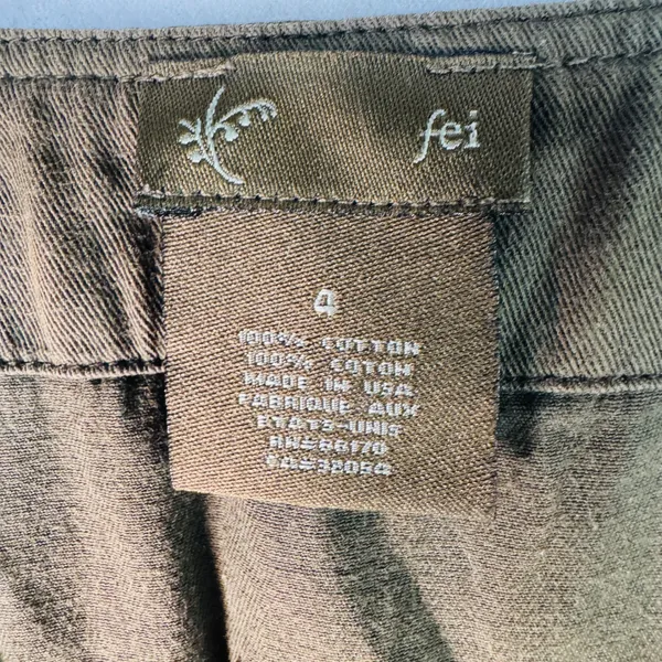 Fei Anthropologie Olive Dress Womens 4 Button Front Pockets Casual USA Pinafore‎ - Image 3