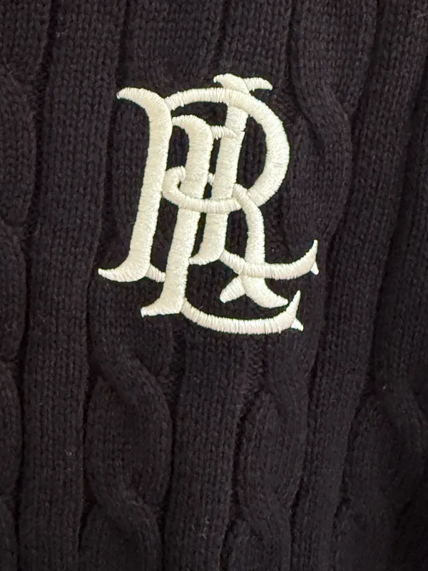 Ralph Lauren Black Cable-Knit Crewneck Sweater Size M - Image 3
