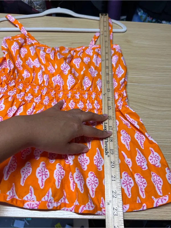 J.Crew Orange Pink Printed Smocked Cami Top Size 8 - Image 13