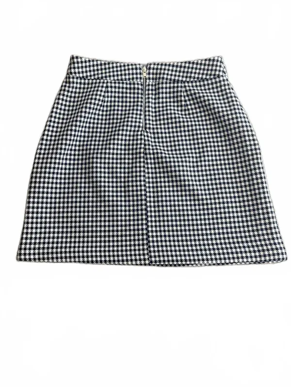 ASOS Black White Houndstooth Mini Skirt High Waisted Preppy Dark Academia Size S - Image 3