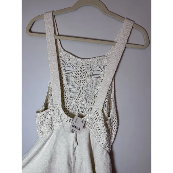 Free People Beach Irina Low Back Fauxchet Romper Medium Tofu Beach/Resort NWT - Image 14