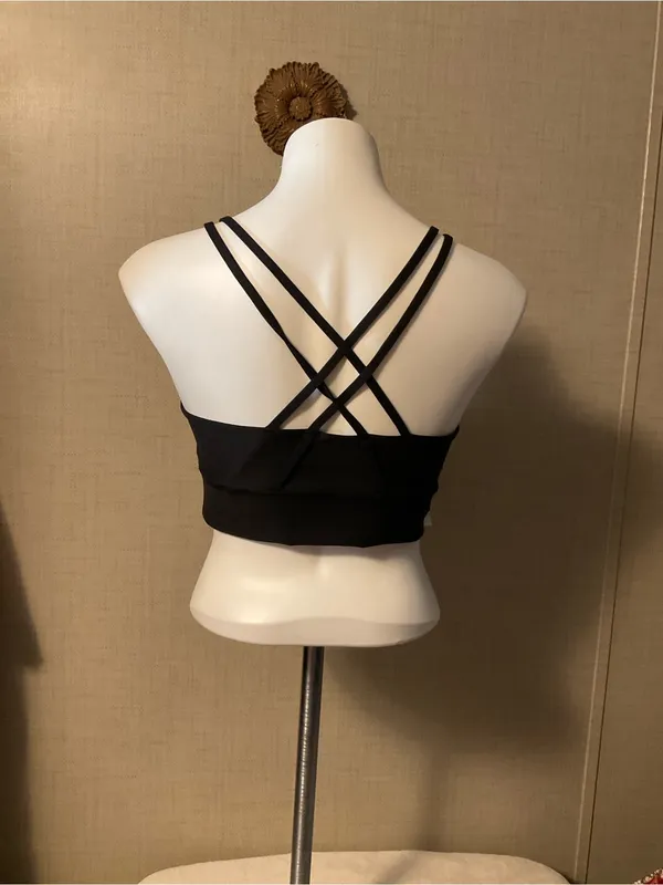 Women's Black Scoop Sports Bra with Wide Support Band - Image 4