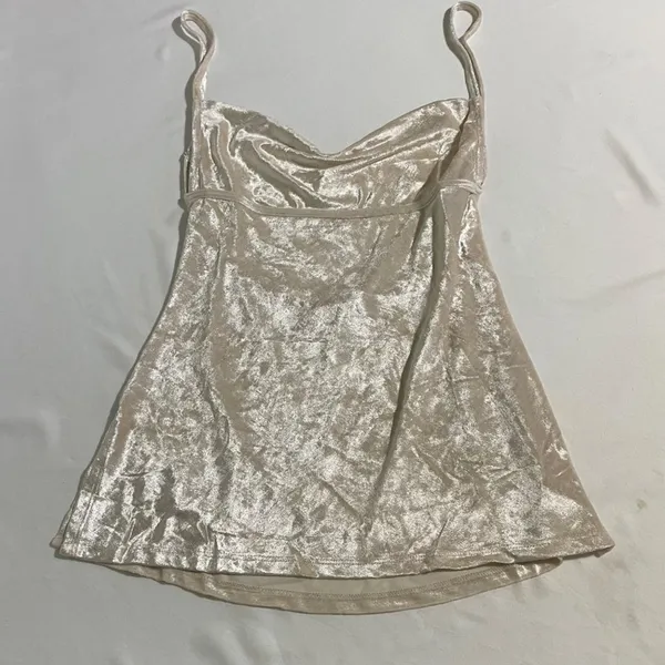 Free People Intimates Small All Night Velvet Camisole Champagne Cowl Neck - Image 6
