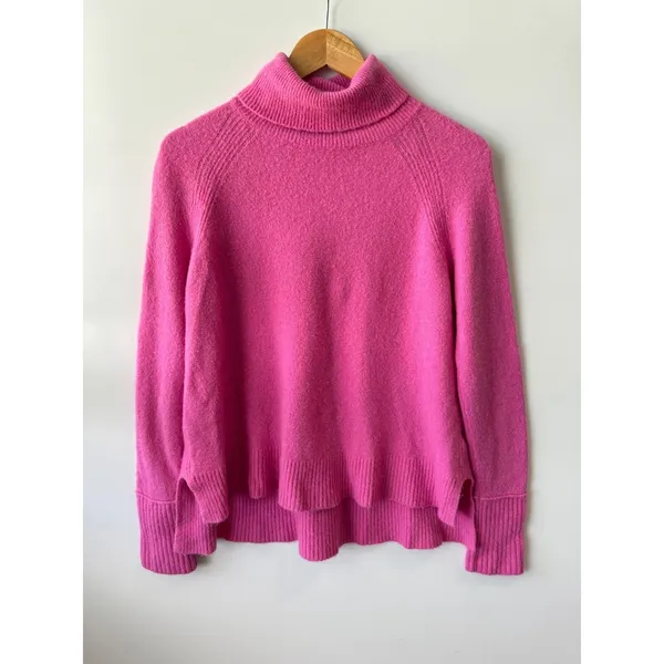 J.Crew Merino/Alpaca Turtleneck Sweater Long Sleeve Pink Pullover Knit Size‎ S - Image 5