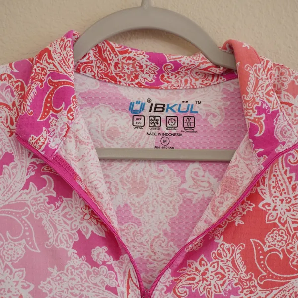 IBKUL Women's Size M Quarter Zip Sun Shirt Pink Paisley UPF 50 Activewear Sporty - Image 3