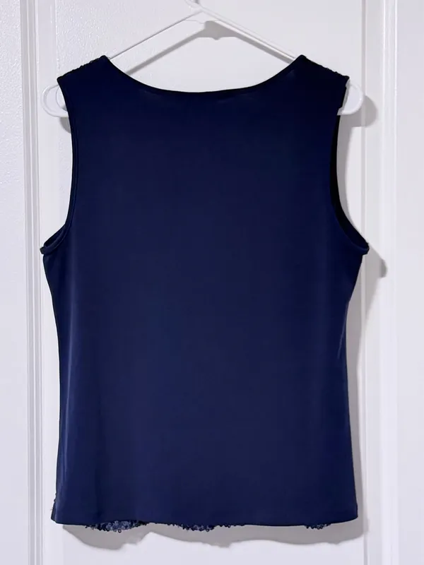 Navy Sleeveless Sequin Top Blue Size L - Image 5