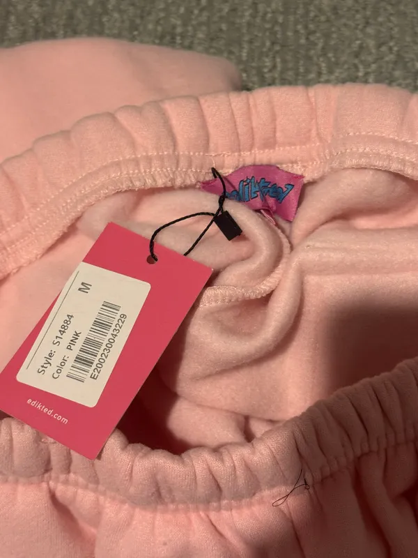 Edikted Pink Wide Leg Cargo Sweatpants - Image 2