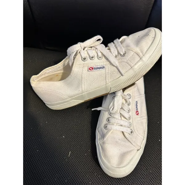 Superga White Canvas Sneakers Casual Tennis Shoes‎ Classic Lace Up US 9 / EU 40 - Image 6