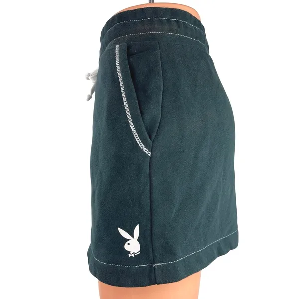 Playboy by Pacsun Green White Logo High Waist Drawstring Straight Mini Skirt S - Image 2