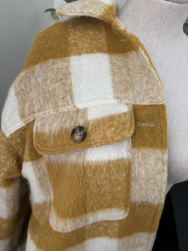 Universal Thread Mustard and White Plaid  Jacket - Image 3