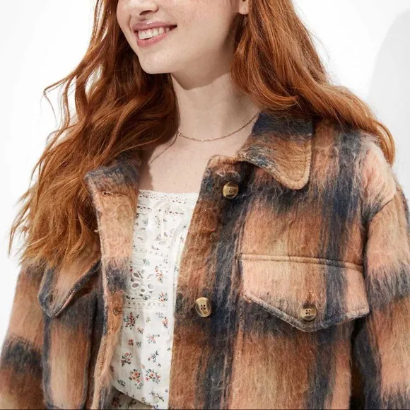 American Eagle Brushed Plaid Shacket - Image 7