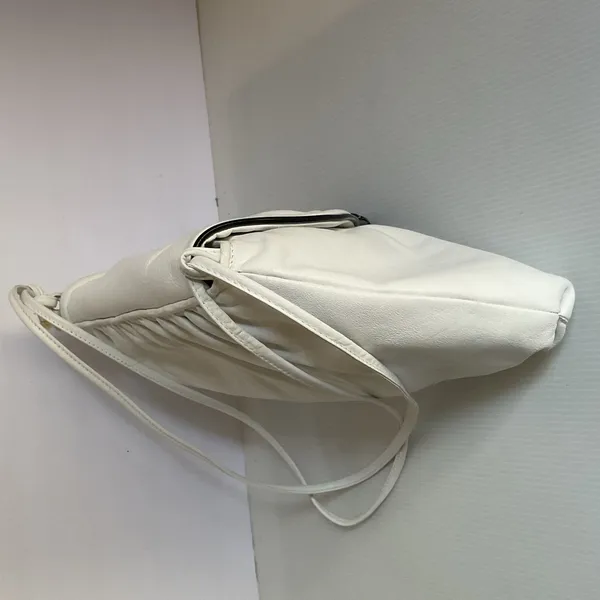 Vintage Aspects White Faux Leather Shoulder Bag Ruched Flap Y2K 90s Style - Image 4