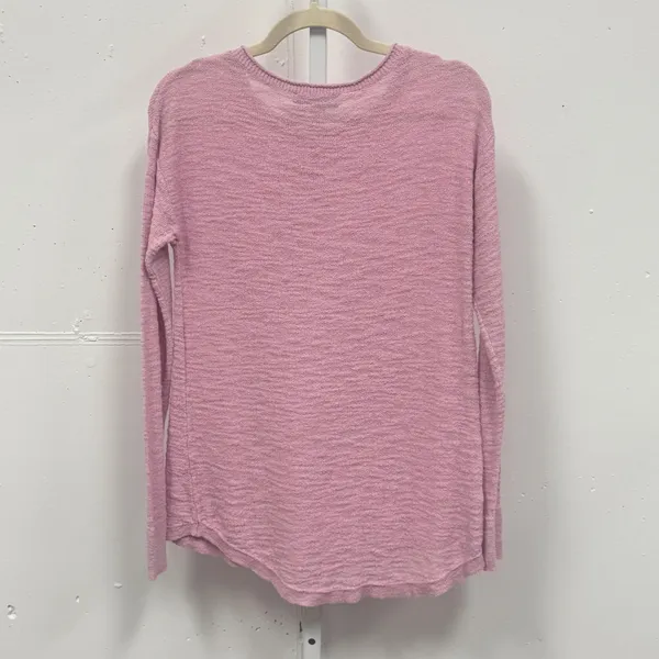 Loft Pink Textured Slub Knit Long Sleeve Crew Neck Sweater XS Pastel Casual - Image 2
