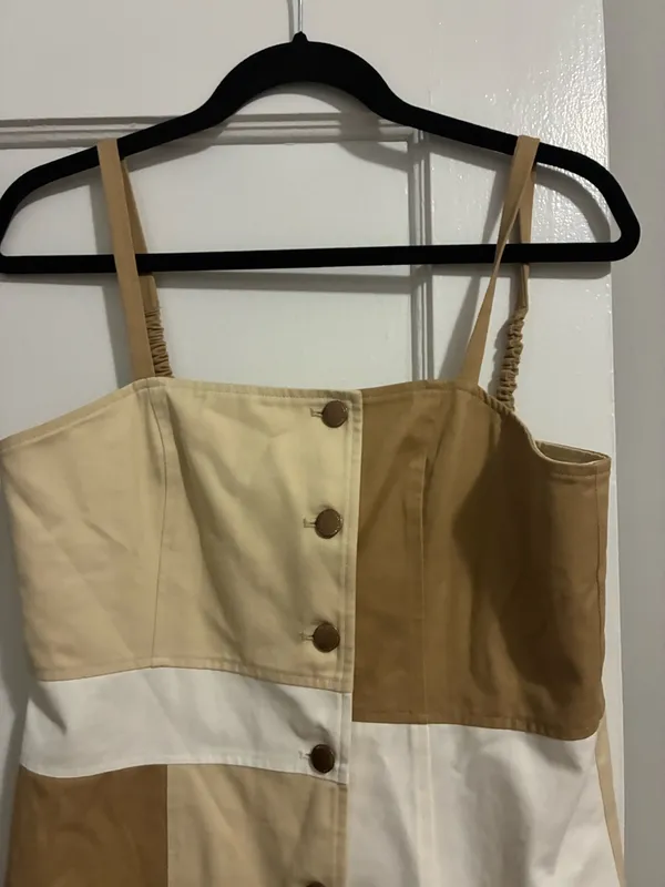 Mixed neutral brown mini dress - Image 2