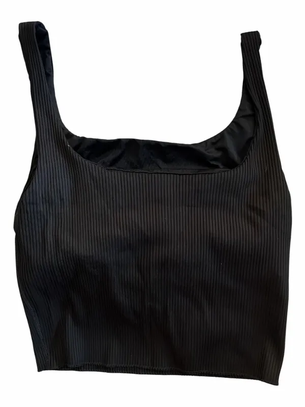 Carbon38 Black Ribbed Square-Neck Cropped Tank Top - Women - Image 3