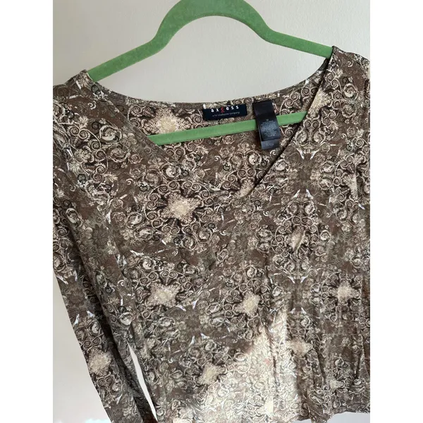 Axcess Brown Paisley Vintage Long Sleeve Top - Image 3