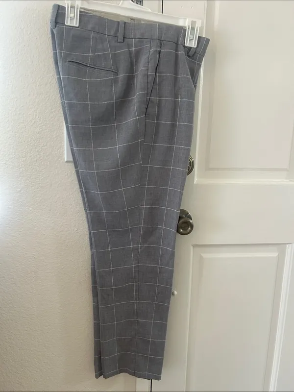 Ann Taylor Gray Windowpane Cropped Dress Pants - Image 3