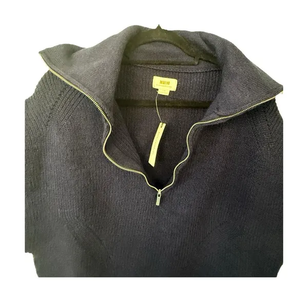 Maeve by Anthropologie Size Large Navy Blue Quarter-Zip Sweater Tee NWT - Image 5