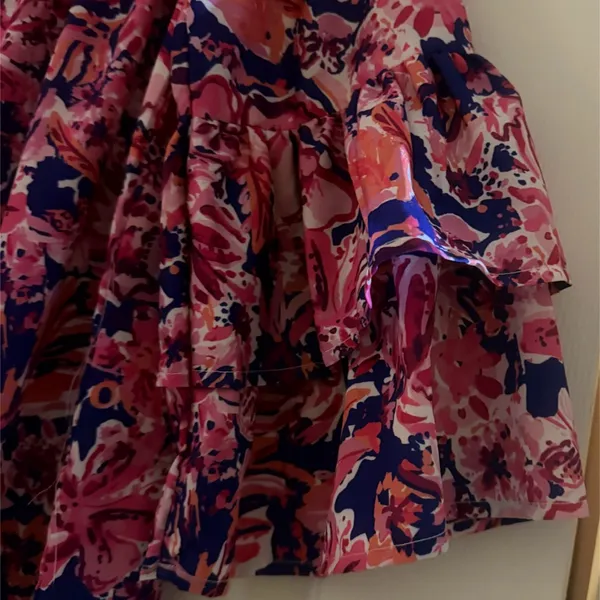 Floral ladies Dress - Pink and Blue knee length - Image 3