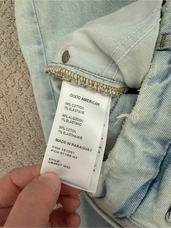 Good American Good Boy Distressed Relaxed Straight Leg Jeans Light Wash Size 31 - Image 10