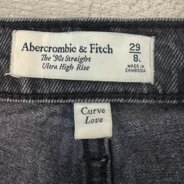 Abercrombie & Fitch Curve Love Ultra High Rise 90s Straight Jean Black Wash 8 L - Image 10
