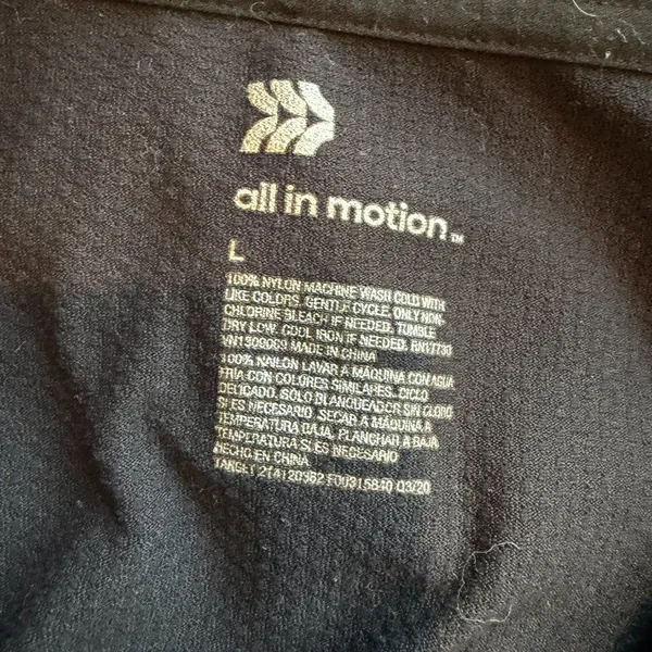 ALL IN MOTION Long Sleeve Athletic Top T SHirt Size Large Black - Image 7