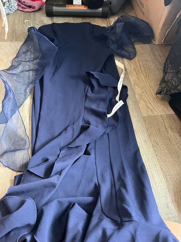 Lucy In The Sky Navy Blue Strapless Back Bow Corset Maxi Dress XXS - Image 6